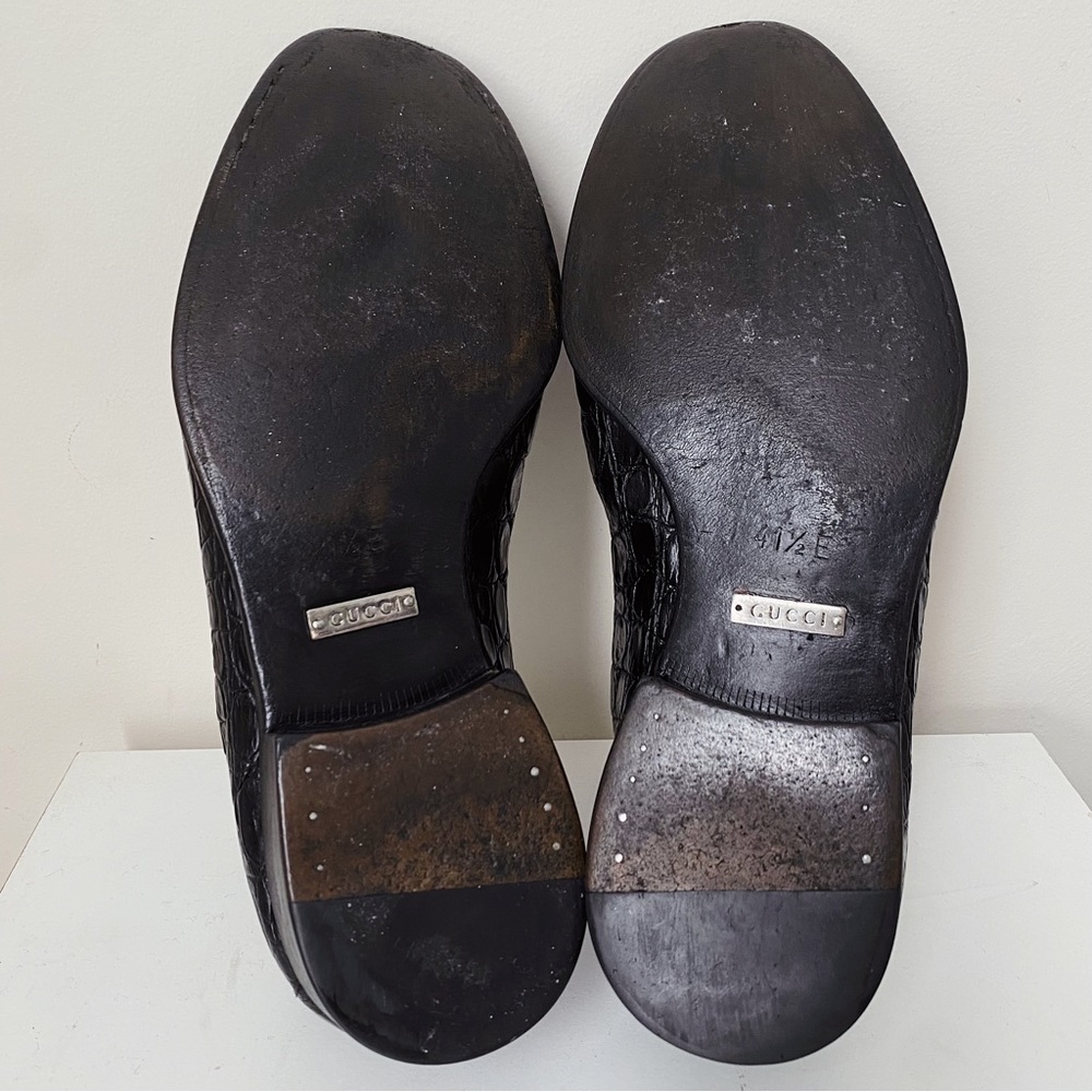 Gucci 1953 Classic Black Alligator Skin Silver Horsebit Loafers 41.5 G 8.5 9 US - Picture 11 of 12